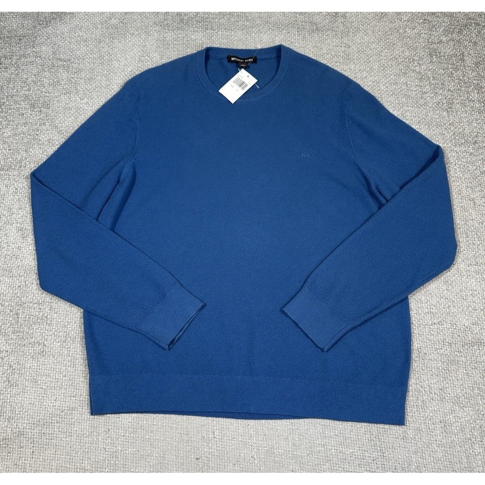 Michael Kors Sweater Mens XL Blue Crewneck Pullover Cotton Wool NEW‎